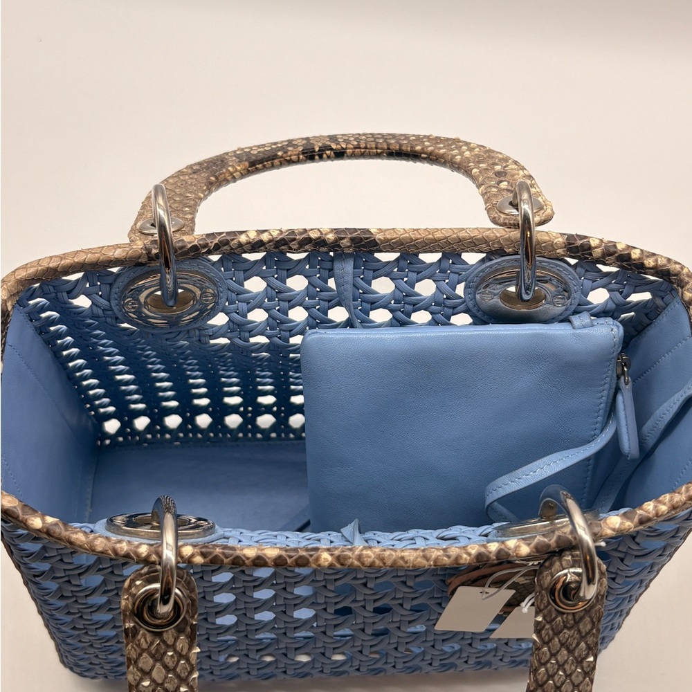 Dior Woven Lady Dior with Python Trim - image 7